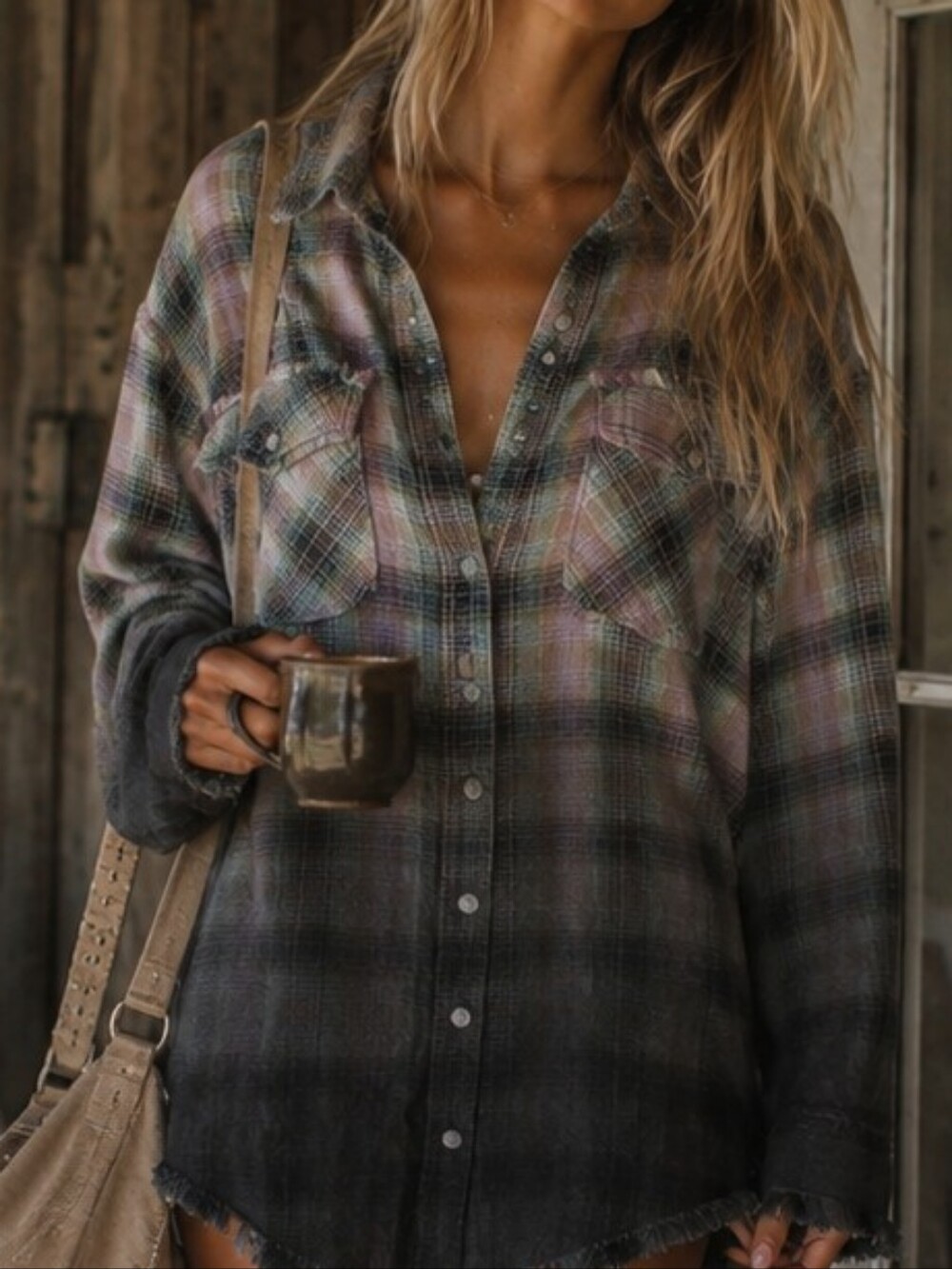 NWT $168 Free People Anneli Plaid Chore Barn Jacket Shacket Fall Staple